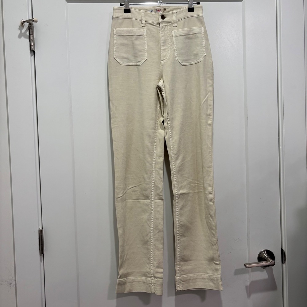 Faherty Womens High Rise Utility Straight Leg Patch Pocket Pants Cream Size 24